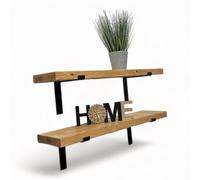2 Shelves Rustic Wall Shelves Shelving Brackets 22cm Depth x 4.5cm Kitchen Shelves (Rustic Pine, 70cm (0.7m) MKGT Light Oak 2 Pack