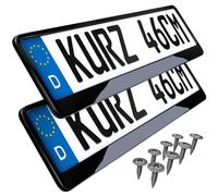 2 Short Number Plate Holders in Black High Gloss 46 x 11 cm Car Number Plate Holder Short Number Plate Holder 460 mm x 110 mm Short Number Plate Holder