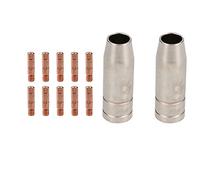 2 Shroud & 10 x 0.6mm Round Contact Tips MIG Welding Binzel Style MB15 Torch