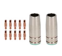2 Shroud & 10 x 1.0mm Contact Tips MIG Welding Binzel Style Euro Torch MB25