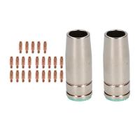 2 Shroud & 25 x 0.8mm Contact Tips MIG Welding Binzel Style Euro Torch MB25