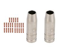 2 Shroud & 25 x 1.0mm Contact Tips MIG Welding Binzel Style Euro Torch MB15