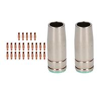 2 Shroud & 25 x 1.0mm Contact Tips MIG Welding Binzel Style Euro Torch MB25