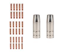 2 Shrouds & 30 Tips 0.6, 0.8, 1.0mm Cebora 110 / Snap On 130 MIG Welding