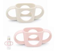 2 Silicone Baby Bottle Handles, Non-Slip Grip, Yellow and Pink