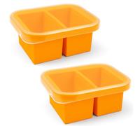 2 Silicone Freezing Trays with Lids - Heavy Duty Plastic Food Container, Soup Freezer, Sauces, Meal Prep, 250ml Per Portion, 1L Total Capacity (2pk - 2 Compartments)