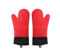 2 Silicone Gloves, Oven Gloves, Kitchen Gloves, Heat-Resistant Gloves, Non-Slip Gloves, Microwave Gloves, Extra Long Air Fryer Gloves, Joy Division Oven Gloves (Red)