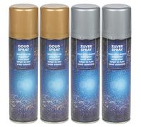 (2 Silver & 2 Gold) 150ml Decorative Lacquer Spray Paint Bottle Festive Craft Metallic Colour Decor
