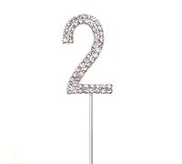 2 Silver Diamond Sparkley Cake Topper Number Year For Mans Boys Womens Girls Birthday Anniversary Party Decorations