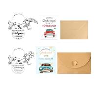 2 Silver Guardian Angel Keychains, 2 Envelopes, 2 German Lucky Greeting Cards, and A Commemorative Gift for The Passing of The Driver's License to Remind You to Drive Carefully.
