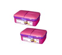 2 Sistema Pink 1.5L Quaddie Lunch Boxes
