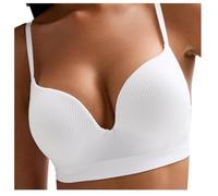 2 sizes bigger SEAMLESS boost bra Super maximise Push Up THICK Padded bombshell VS add 2 cups assets full effect cleavage enhance NO WIRES comfort boob job bra crop top (UK, Cup & Band, C, 36, White)