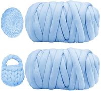 2 Skeins Arm Knitting Yarns Total 4.4lbs Washable Giant Wool Yarn Bulk Thick Cotton Tube Chunky Knit Yarn for Hand Knitting Blanket Crochet Craft PET DIY Pillow Bed (Blue)