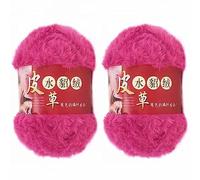 2 Skeins Chunky Fluffy Faux Fur Yarn Skein Imitation Mink Wool Yarn Faux Mink Crocheting Yarn Super Soft Fluffy Eyelash Yarn for DIY Sweater Scarf Glove Knitting Craft