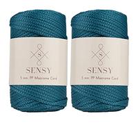 2 Skeins of Sensy Premium 5mm 104 Yards Polyester Rope 100% Polypropylene Cord Macrame Cord 5mm Crochet Bag Cord Macrame Rope Crochet Thread Gift for Knitter (Peacock)