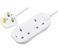 2 Skt 10M 13A Ext Lead + Indicator White BTN10N-MP