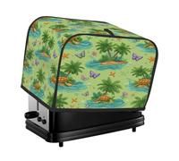 2 Slice Toaster Cover,Cartoon Tropical Palm Trees Sea Turtle Small Kitchen Appliance Bread Machine Cover with Pockets,Dust & Fingerprint Protection