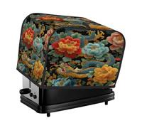 2 Slice Toaster Cover Oriental Chinese Dragons Flowers Dust Cover for Bread Machine,Small Kitchen Appliance