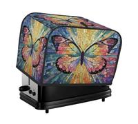2 Slice Toaster Cover Stained Glass Butterfly | Dust and Fingerprint Protection,Small Kitchen Appliance Dust Proof Bread Maker Machine Protector,Blue Pink Yellow