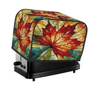 2 Slice Toaster Cover Stained Glass Fall Maple Leaves | Dust and Fingerprint Protection,Small Kitchen Appliance Dust Proof Bread Maker Machine Protector,Orange Yellow Green