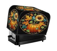 2 Slice Toaster Cover Stained Glass Fall Pumpkin | Dust and Fingerprint Protection,Small Kitchen Appliance Dust Proof Bread Maker Machine Protector,Black Yellow Orange