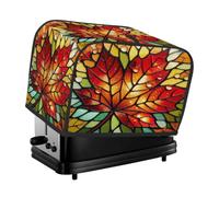 2 Slice Toaster Cover Stained Glass Maple Leaf | Dust and Fingerprint Protection,Small Kitchen Appliance Dust Proof Bread Maker Machine Protector,Red Orange