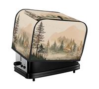 2 Slice Toaster Cover,Vintage Misty Mountain Village Small Kitchen Appliance Bread Machine Cover with Pockets,Dust & Fingerprint Protection