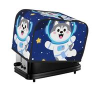 2 Slice Toaster Cover, Waterproof Cute Husky Astronauts On Space Bread Maker Protective Cotton And Linen Quilted Machine Protector For Small Kitchen Appliance Dining Room Home Table Decor Gifts