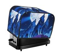 2 Slice Toaster Cover, Waterproof Toasters Dust Covers Blue Wolf Moon Bread Maker Protective Cotton And Linen Quilted Machine Protector For Small Kitchen Appliance Dining Room Home Table Decor Gifts