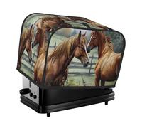 2 Slice Toaster Cover with Pocket Universal Size Toasters Dusts Covers Animals Embroidery Paintings Horses Bread Machine Cover & Protection Bread Machine Protector Small Kitchen Appliance Covers