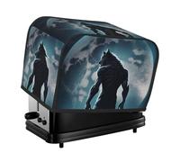 2 Slice Toaster Cover with Pockets - Moon Wolf Warrior Water Resistance Toaster Cover for Kitchen, 2 Slice Toaster Accessories for Women