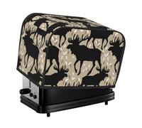 2 Slice Toaster Cover with Pockets - Moose antlers elk vintage Water Resistance Toaster Cover for Kitchen, 2 Slice Toaster Accessories for Women