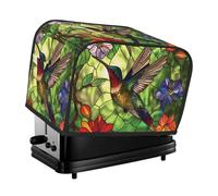 2 Slice Toaster Cover with Pockets - Stained Glass Hummingbird Art Toaster Cover for Kitchen, 2 Slice Toaster Accessories for Womens