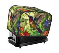2 Slice Toaster Cover with Pockets - Stained Glass Hummingbird Art Water Resistance Toaster Cover for Kitchen, 2 Slice Toaster Accessories for Women