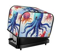 2 Slice Toaster Cover with Pockets & Top Handle Small Bread Maker Covers Colorful Squid Octopus Kitchen Small Appliance Cover Washable Universal Oven Covers