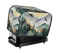 2 Slice Toaster Cover with Pockets & Top Handle Small Bread Maker Covers Mountain birds watercolor Kitchen Small Appliance Cover Washable Universal Oven Covers