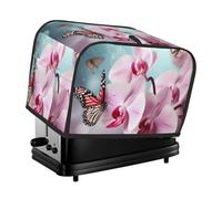 2 Slice Toaster Cover with Pockets & Top Handle Small Bread Maker Covers Orchid Flower Butterfly Soft Fresh Spring Kitchen Small Appliance Cover Washable Universal Oven Covers