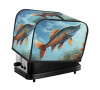2 Slice Toaster Cover with Pockets & Top Handle Small Bread Maker Covers Safflower Flying Fish Kitchen Small Appliance Cover Washable Universal Oven Covers