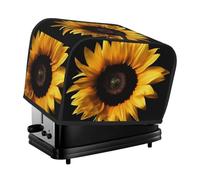 2 Slice Toaster Cover with Pockets & Top Handle Small Bread Maker Covers Sunflower on Black Background Kitchen Small Appliance Cover Washable Universal Oven Covers