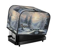 2 Slice Toaster Cover with Pockets & Top Handle Small Bread Maker Covers Winter Snow Scene Kitchen Small Appliance Cover Washable Universal Oven Covers
