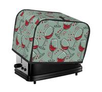 2 Slice Toaster Cover with Pockets - Wine Glass Printing Stylish Toaster Cover for Kitchen, 2 Slice Toaster Accessories for Women