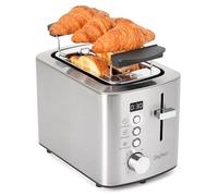 ZACHVO 2 Slice Toaster, Stainless Steel Toaster with LED Countdown & Warming Rack, 3.5cm Wide Slots for Thick Bread & Bagels, 6 Browning Levels, 1.1m Long Cord, Defrost/Reheat/Cancel, Silver