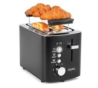ZACHVO 2 Slice Toaster, Stainless Steel Toaster with LED Countdown & Warming Rack, 3.5cm Wide Slots for Bagels, 6 Browning Settings & 1.1m Long Cord, Defrost/Reheat/Cancel, Matte Black