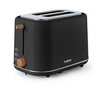 Tower T20027BLK Scandi 2 Slice Toaster with Adjustable Browning Control, Centring Function, 800W, Black