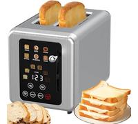 2-Slices Touchscreen Smart Toaster, 6-in-1 Stainless Steel Toaster with Sound Function and Digital Timer, 6 Bread Types and 6 Shade Settings, Revolution Toaster for Buffets, Camping and Restaurant