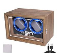 2 Slots Automatic Watch Winder with LED Light Soft Flexible Watch Pillow AC Adapter plexiglass cover Quiet Motor 4 Rotation Modes