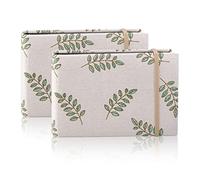 2 Small 6x4 Photo Albums Slip In Hold Totally 200 Photos 6x4 Inch / 10x15cm, Mini Flip Photo Album Little Portable Memory Book with Linen Cover for Baby Wedding Holiday Family Birthday Travel (Leaf)