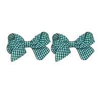 2 Small Green Gingham Hair Bows/Clips Ideal for Girls Matching BTS Back to School Summer Dress's
