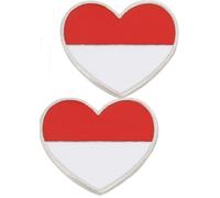 2 small heart-shaped brooches for the American flag emblem, suitable for bags, suits, and jackets, 1.7cm/2.0cm, Alloy Steel, no gemstone