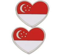 2 small heart-shaped brooches for the American flag emblem, suitable for bags, suits, and jackets, 1.7cm/2.0cm, Alloy Steel, no gemstone